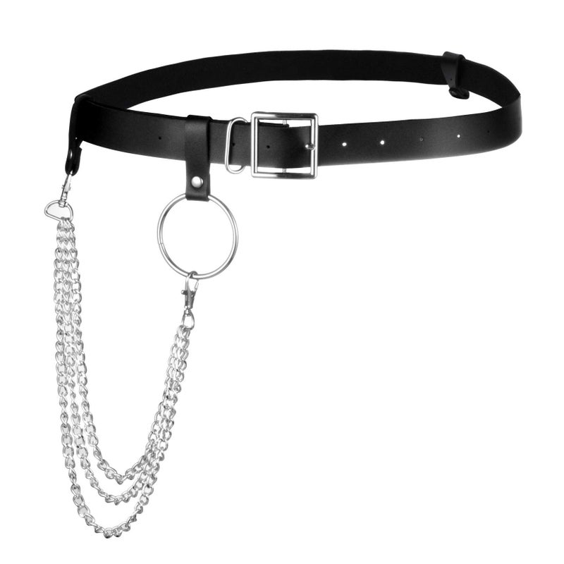 MILAKOO Women's Body Chain Leather Belt with Chain Gothic Punk Waist Belt with Buckle Adjustable - Image 1